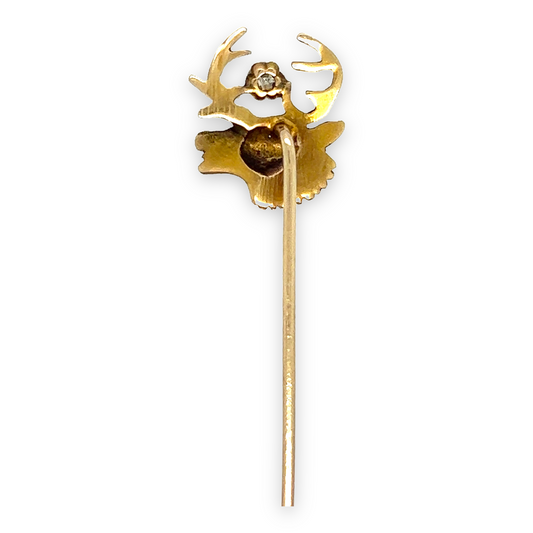 Gold & Diamond Stag Stickpin - Wildsmith Jewellery Stickpins