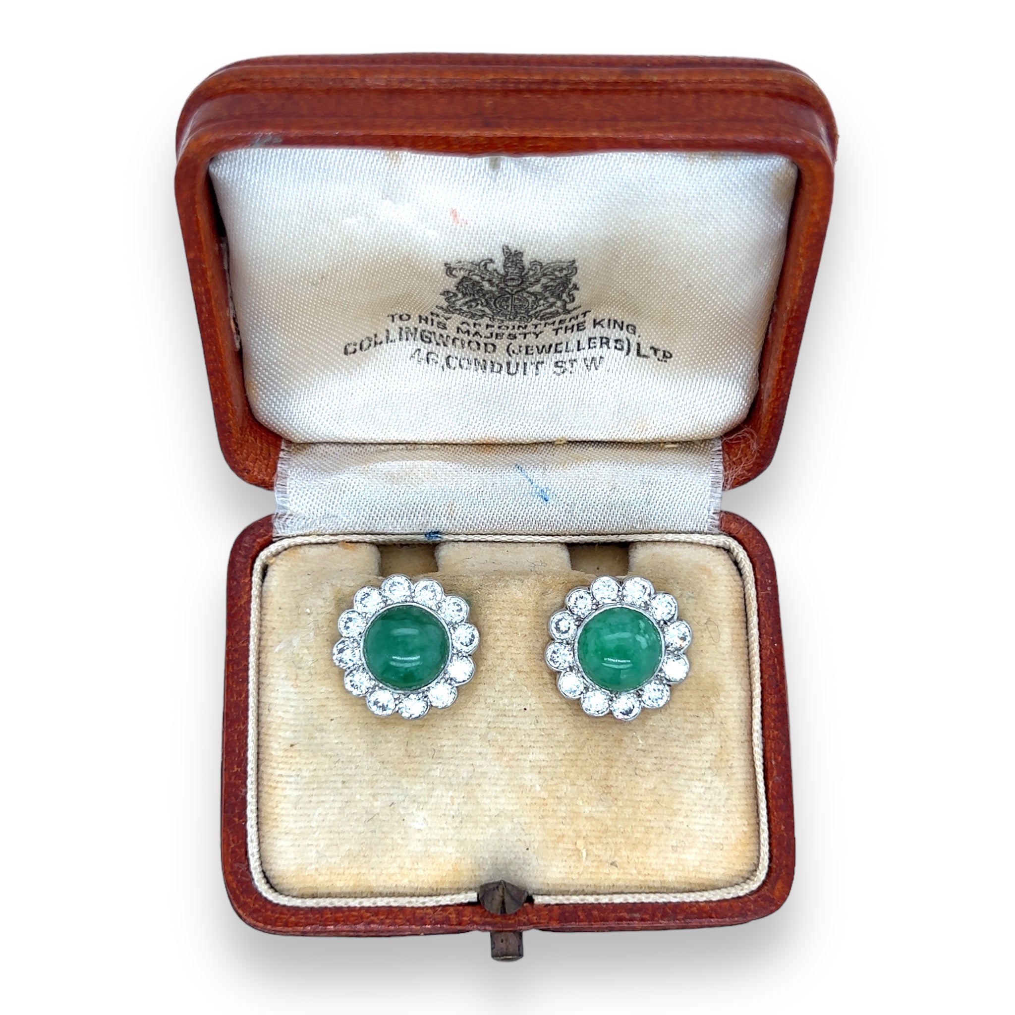 1950s Jade & Diamond Cluster Earrings - Wildsmith Jewellery Earrings