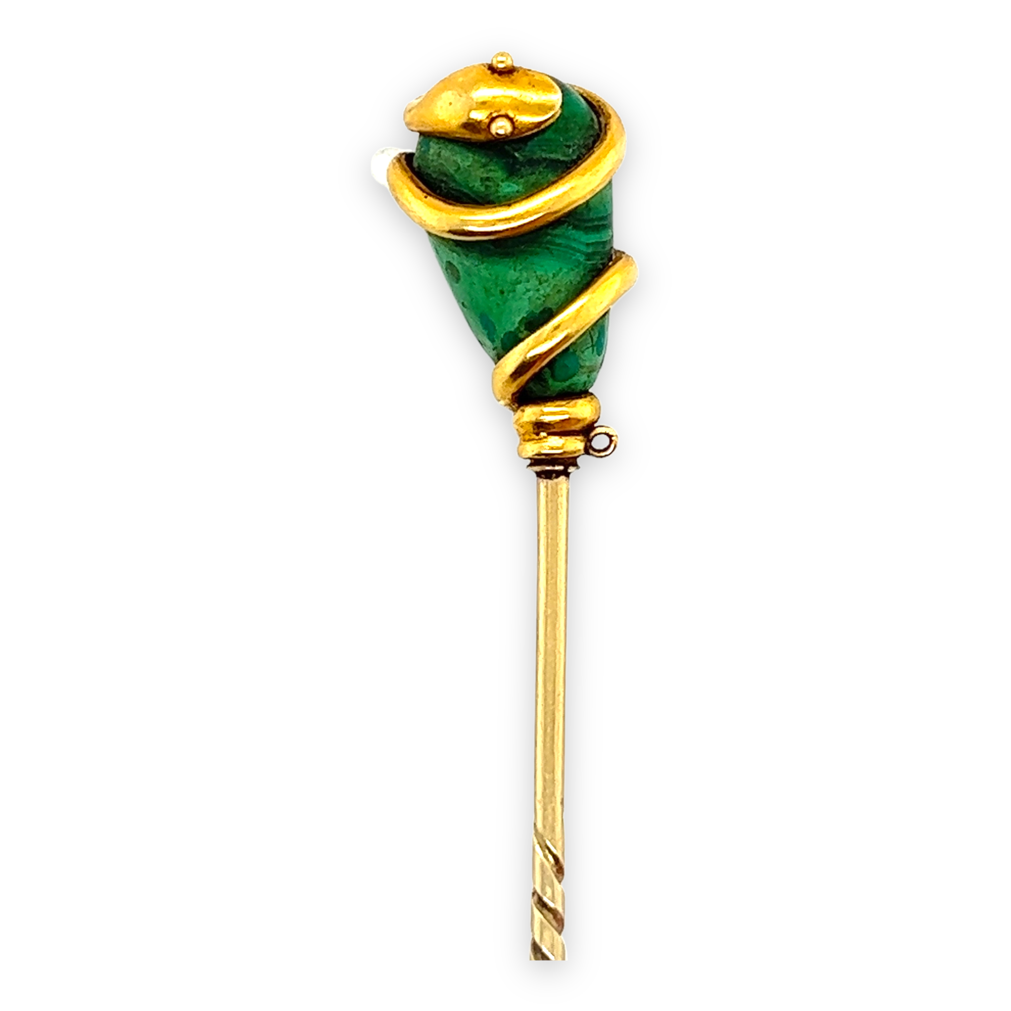 Victorian Malachite Snake Stickpin - Wildsmith Jewellery Stickpins