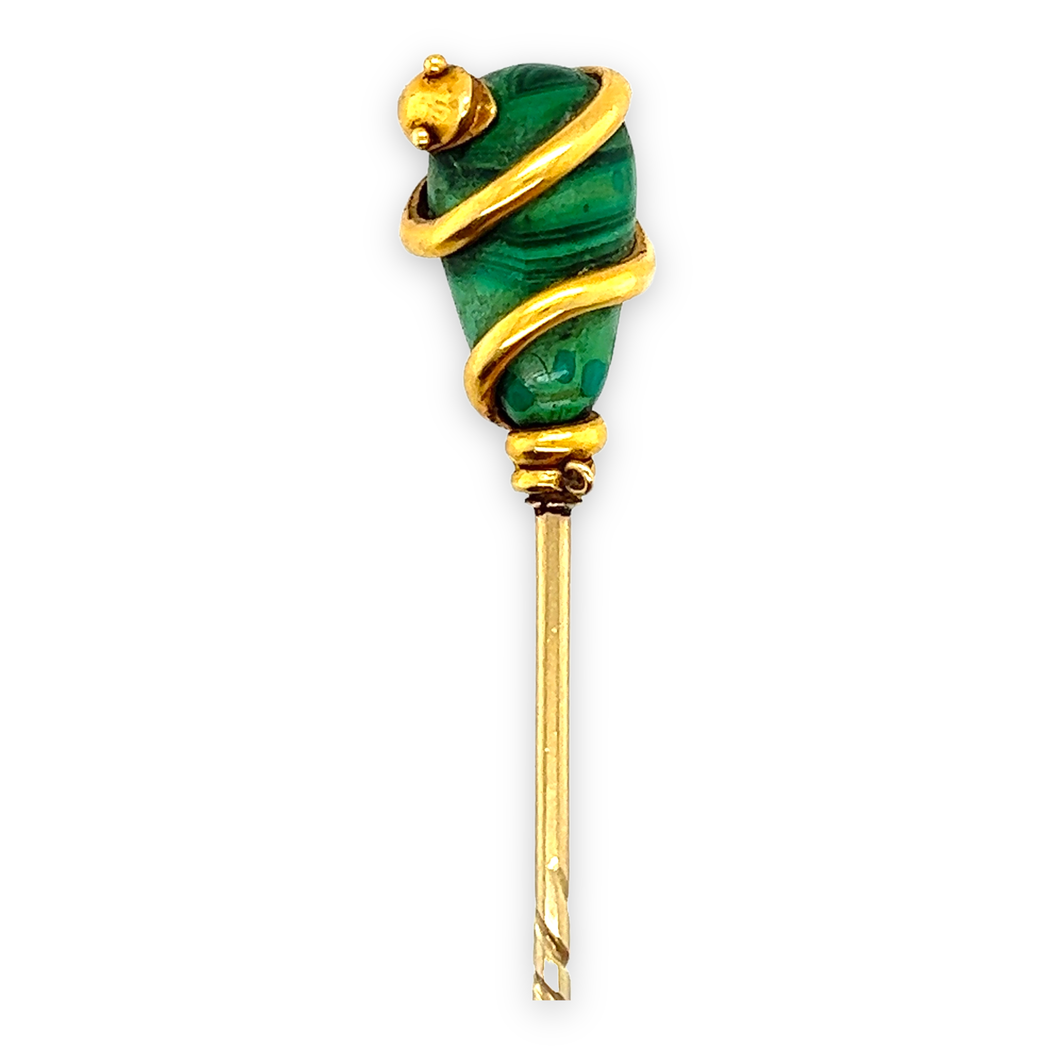 Victorian Malachite Snake Stickpin - Wildsmith Jewellery Stickpins