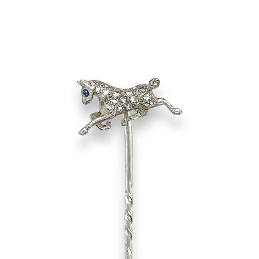 Diamond & Sapphire Horse Stickpin, Platinum - Wildsmith Jewellery Stickpins