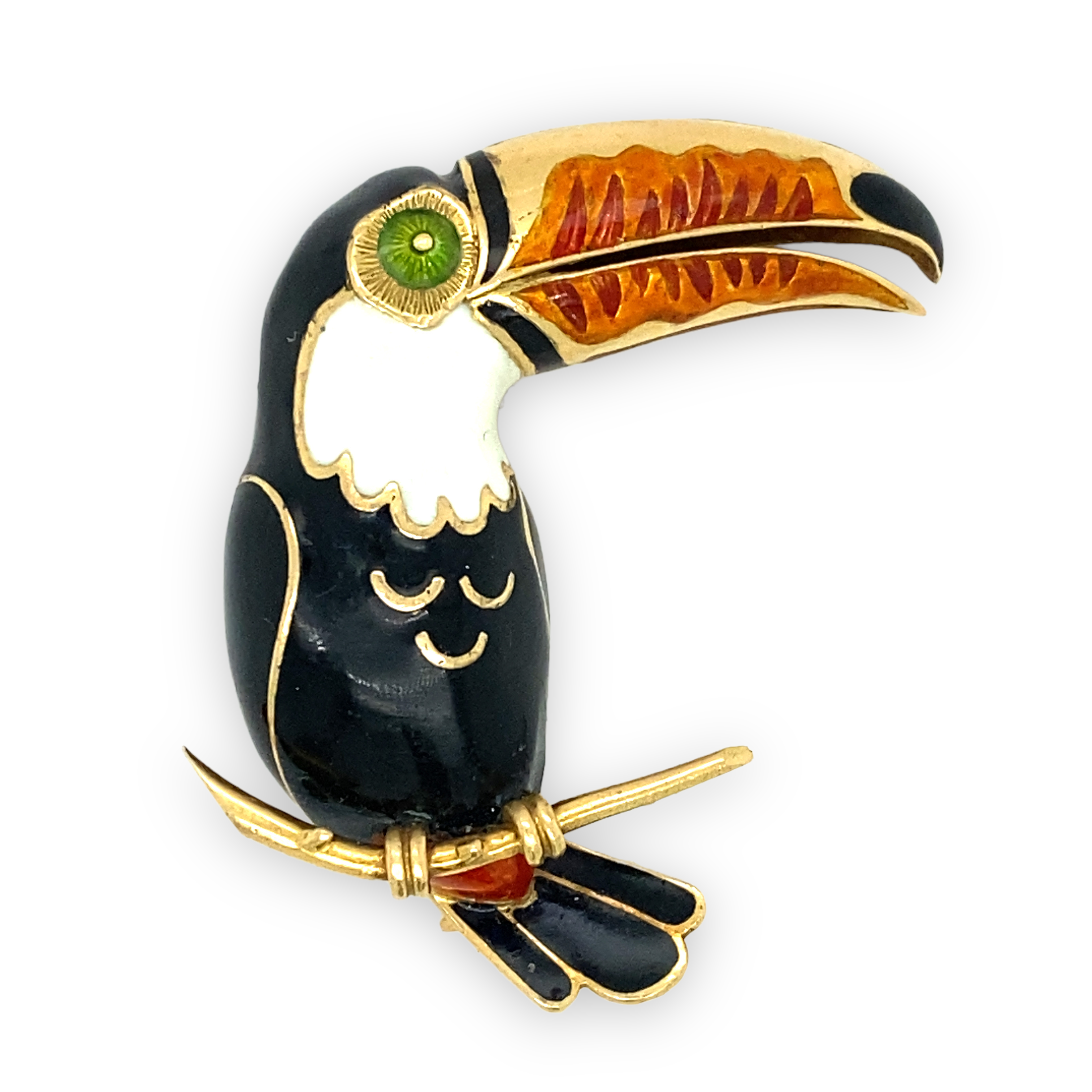 Vintage Gold and Enamel Toucan Brooch - Wildsmith Jewellery Brooches