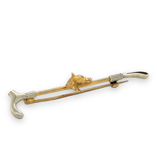 Antique 9ct Gold Horse & Riding Crop Brooch - Wildsmith Jewellery Brooches & Lapel Pins