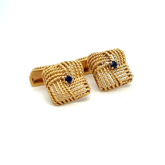 18ct Gold & Sapphire Cufflinks, French - Wildsmith Jewellery Cufflinks