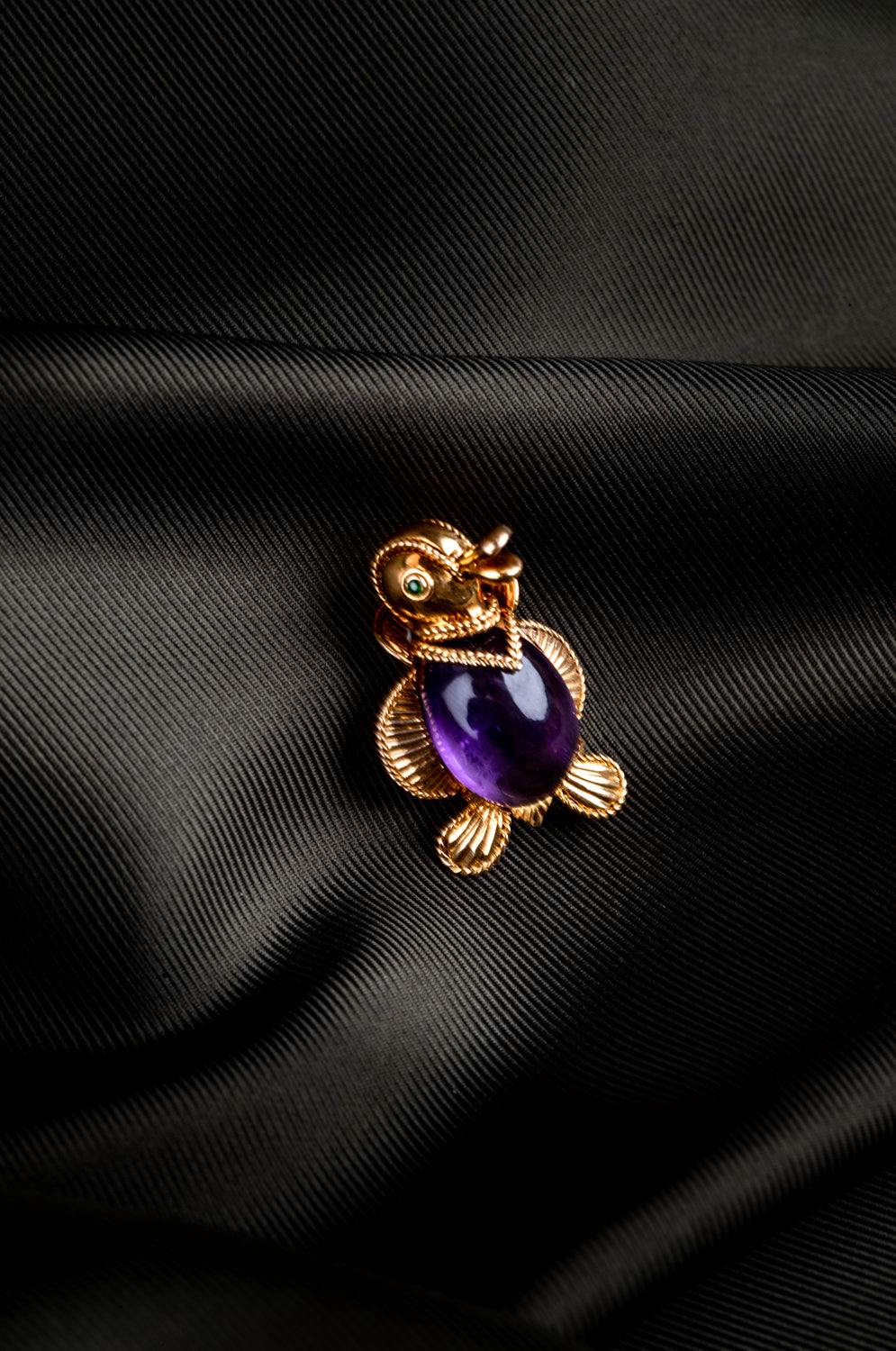 Amethyst & Tsavorite Duck Brooch, French - Wildsmith Jewellery Brooches