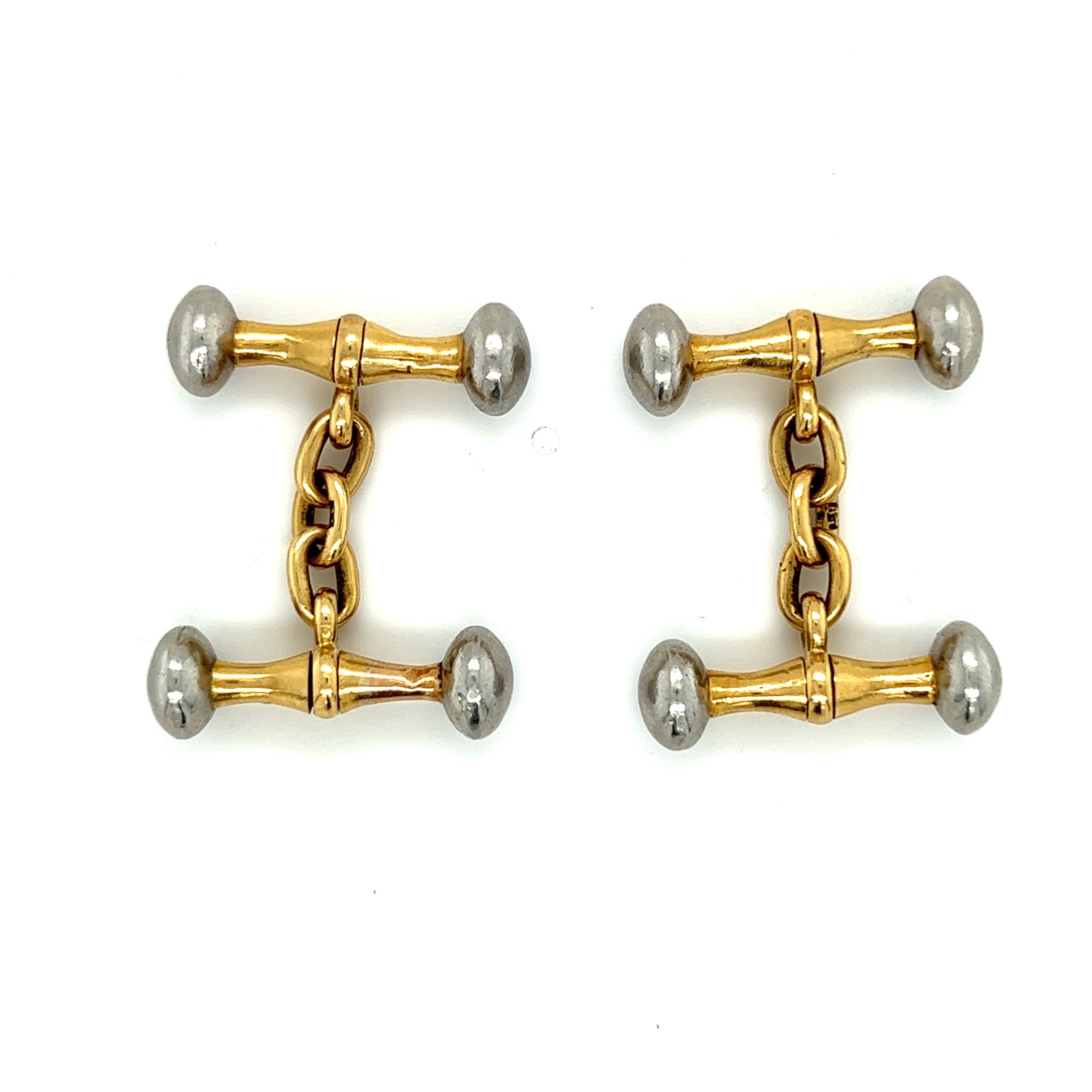 18ct Gold & Platinum Dumbbell Cufflinks - Wildsmith Jewellery Cufflinks