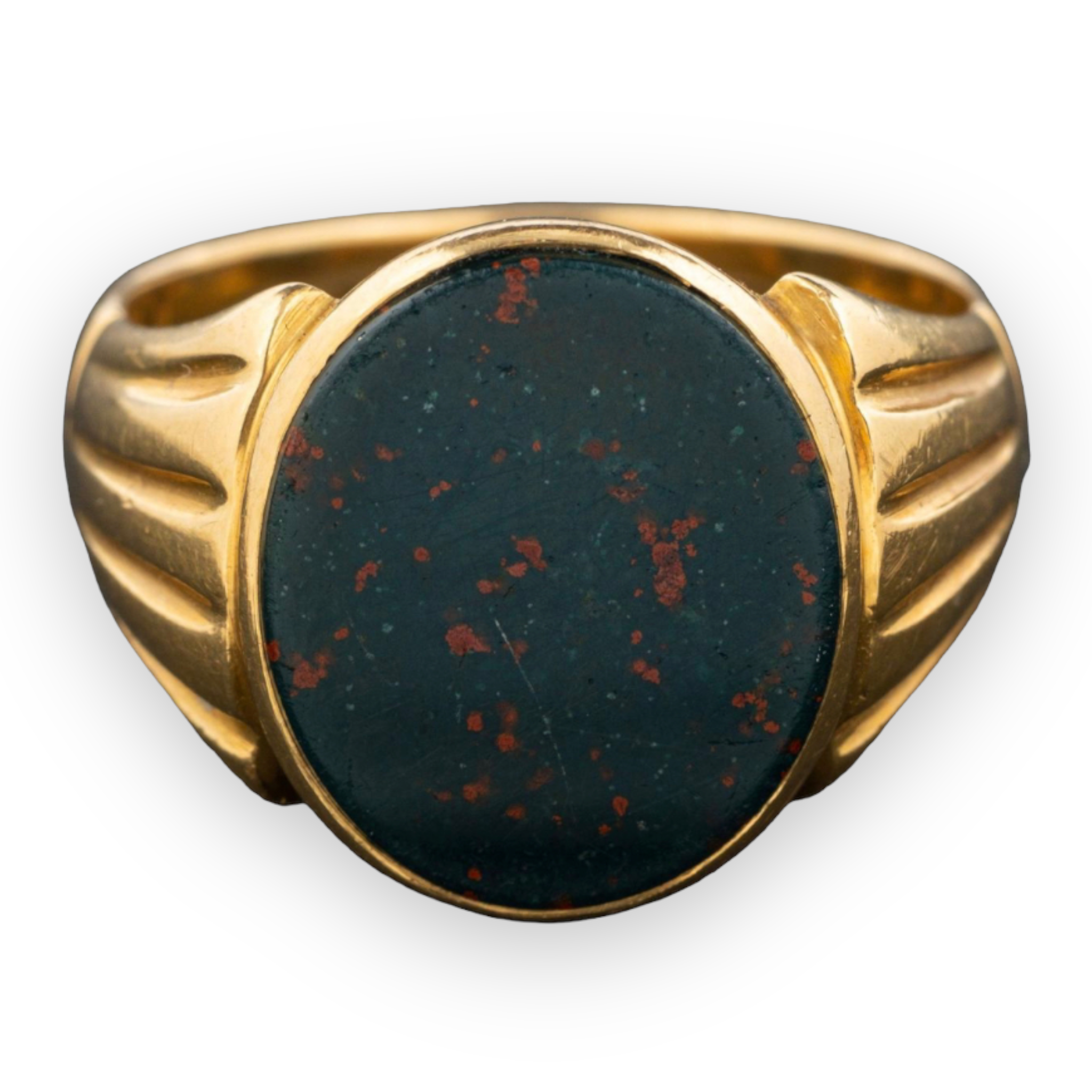 18ct Yellow Gold Bloodstone Signet Ring by Charles Green