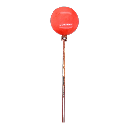Victorian Coral & Pearl Stickpin - Wildsmith Jewellery Stickpins