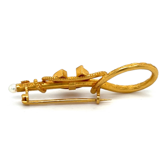 French 19th Century Ruby and Diamond Lucky Horseshoe Brooch - Wildsmith Jewellery Brooches
