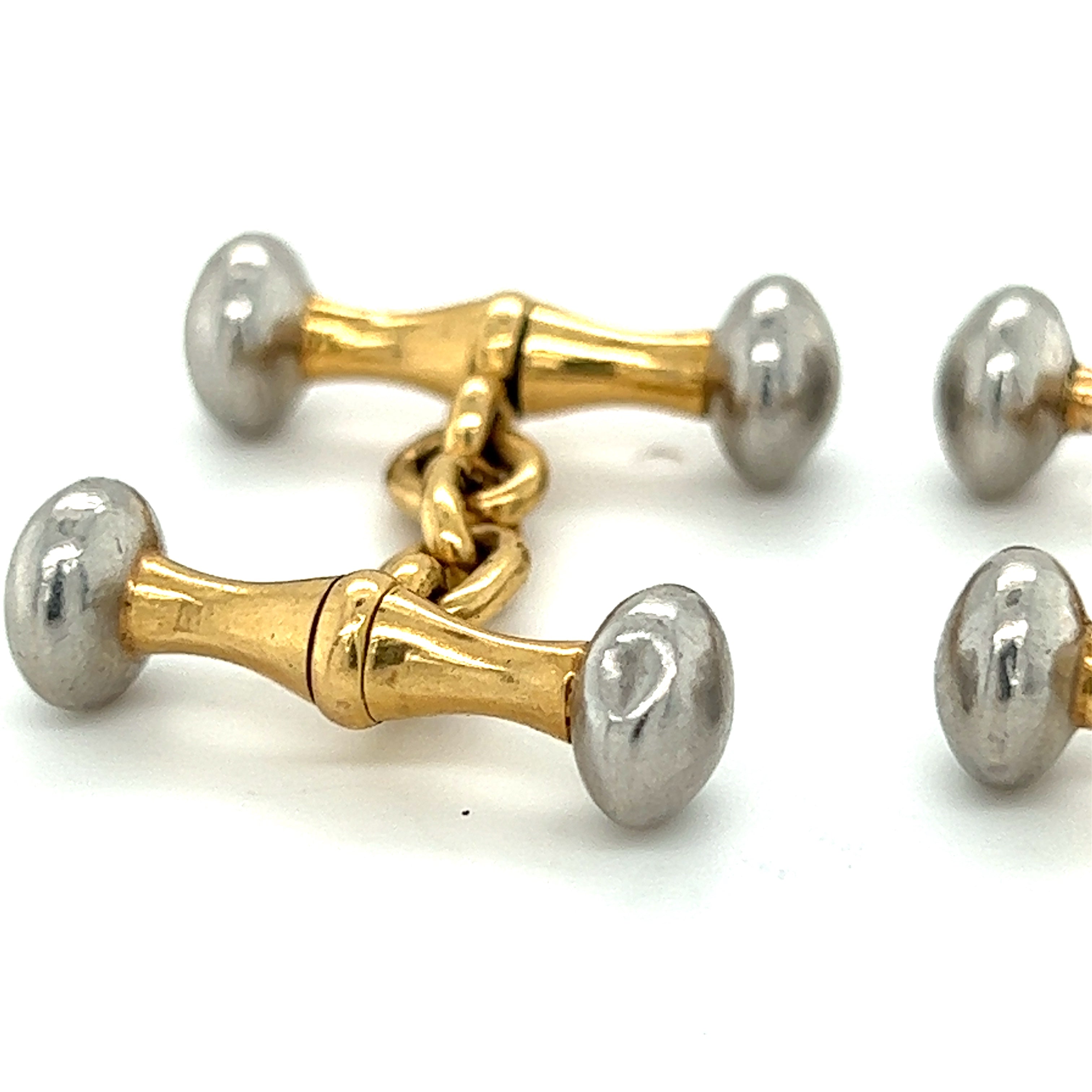 18ct Gold & Platinum Dumbbell Cufflinks - Wildsmith Jewellery Cufflinks