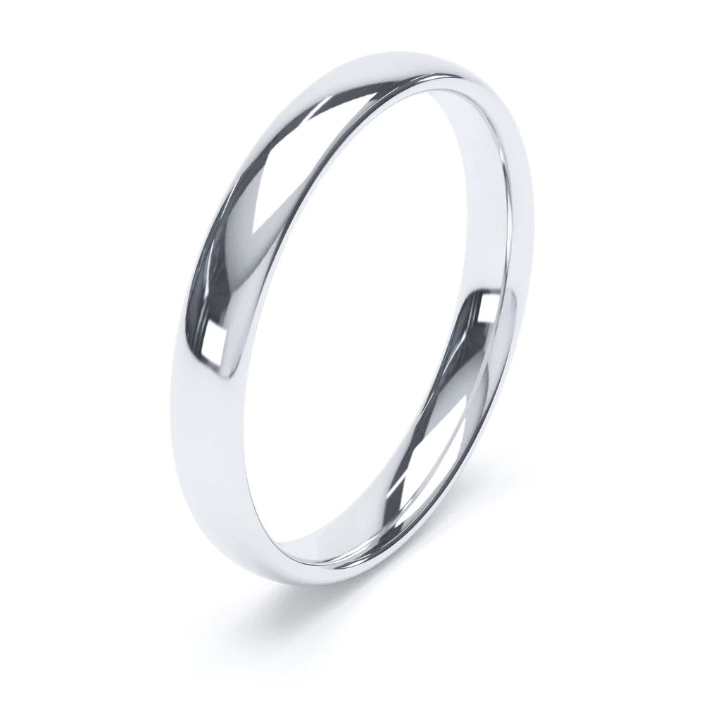 Court Shaped White Gold Wedding Ring - Wildsmith Jewellery