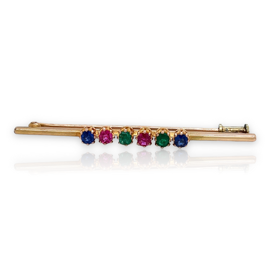 Ruby, Sapphire & Emerald Brooch - Wildsmith Jewellery Brooches & Lapel Pins