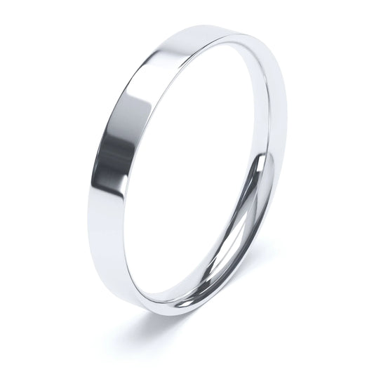 Flat Court White Gold Wedding Ring - Wildsmith Jewellery