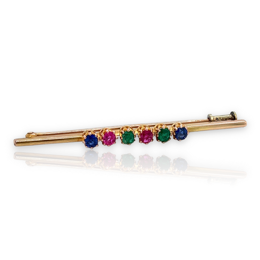 Ruby, Sapphire & Emerald Brooch - Wildsmith Jewellery Brooches & Lapel Pins