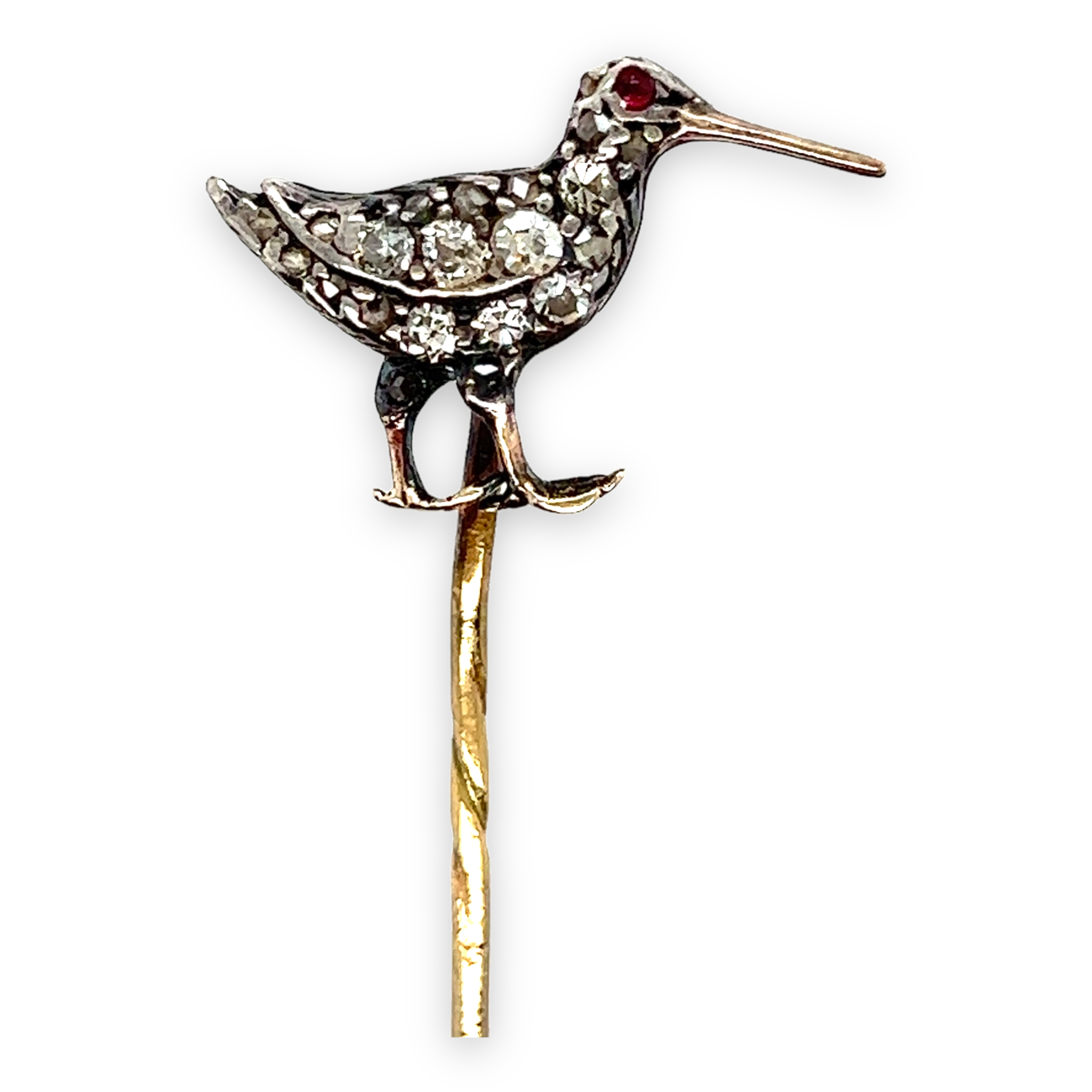 Edwardian Ruby & Diamond Snipe Stickpin - Wildsmith Jewellery Stickpins