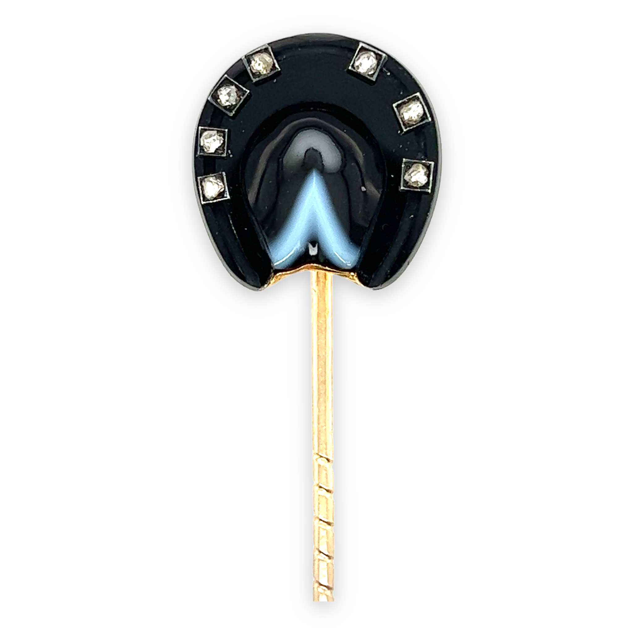 Agate and Diamond Horseshoe Stickpin - Wildsmith Jewellery Stickpins