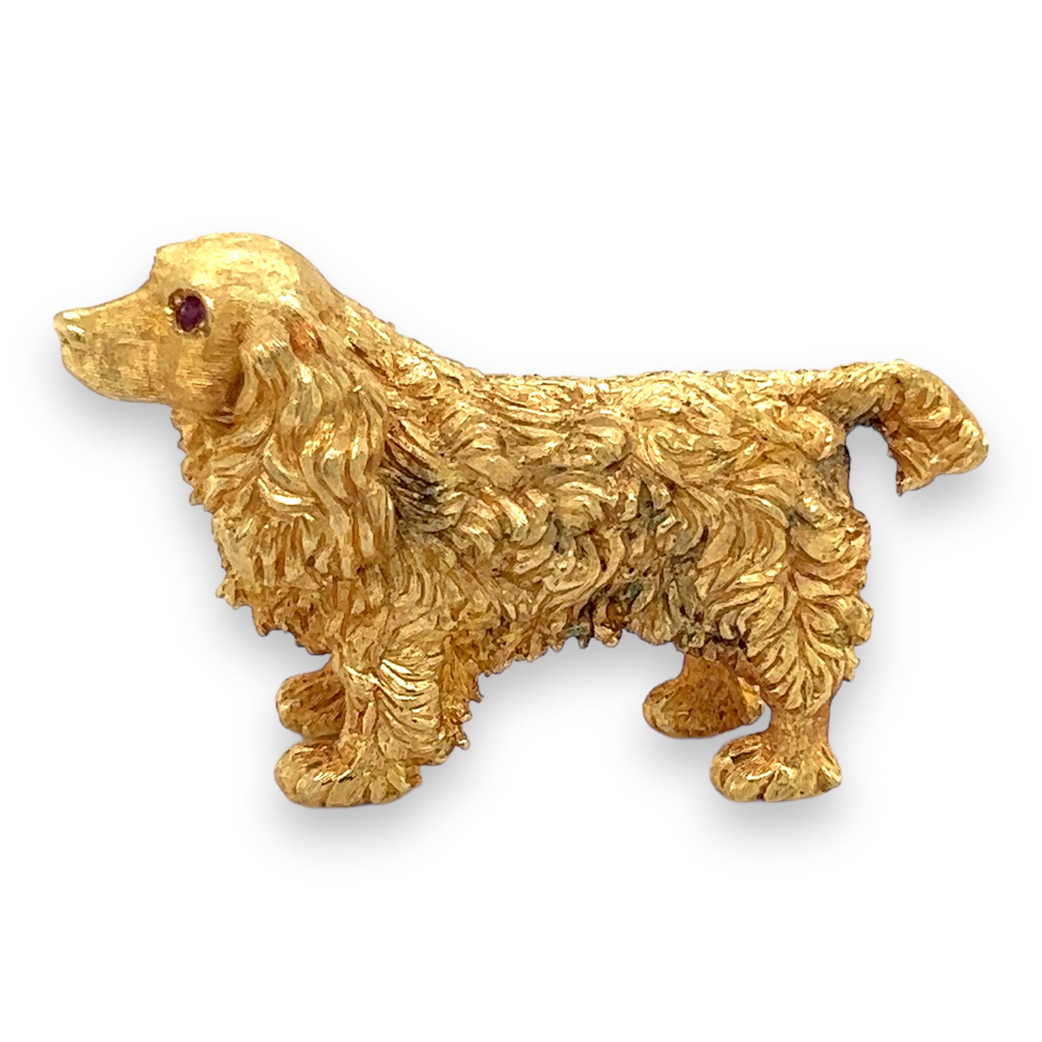 18ct Gold & Ruby Spaniel Brooch - Wildsmith Jewellery Brooches