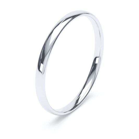 Court Shaped White Gold Wedding Ring - Wildsmith Jewellery