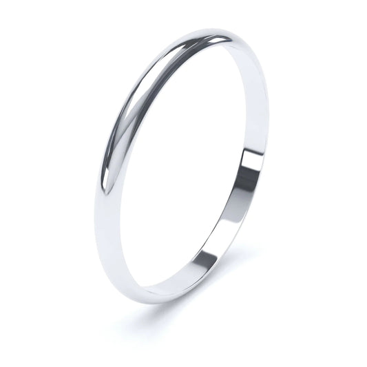 D Shaped White Gold Wedding Ring - Wildsmith Jewellery
