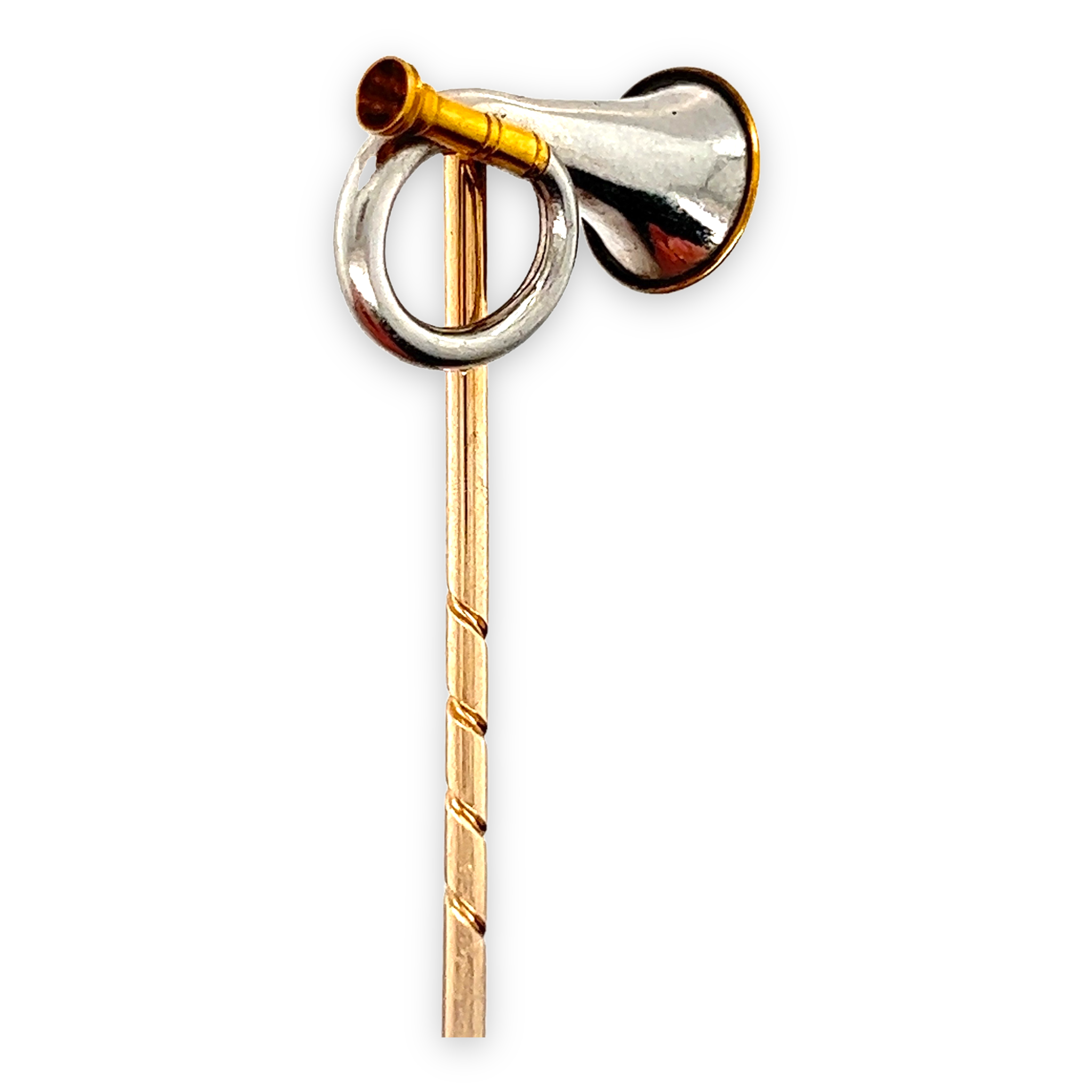 Platinum & Gold Hunting Horn Stickpin - Wildsmith Jewellery Stickpins