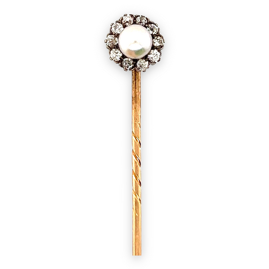 Pearl & Diamond Stickpin - Wildsmith Jewellery Stickpins
