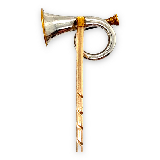 Platinum & Gold Hunting Horn Stickpin - Wildsmith Jewellery Stickpins