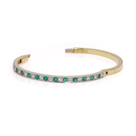 Oscar Heyman Emerald & Diamond Hinged Bangle - Wildsmith Jewellery