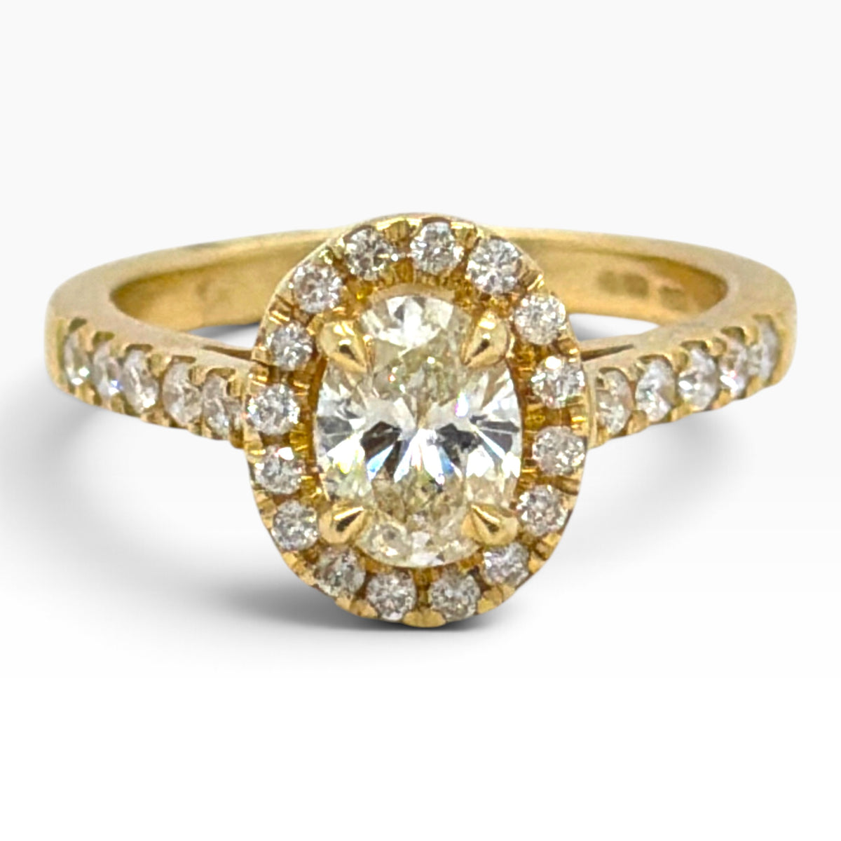 18ct Yellow Gold Diamond Halo Engagement Ring