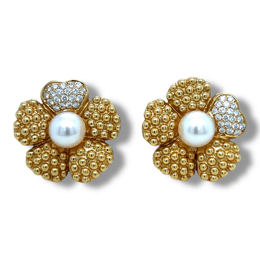Akoya Pearl & Diamond Earrings by Fred, Paris - Wildsmith Jewellery