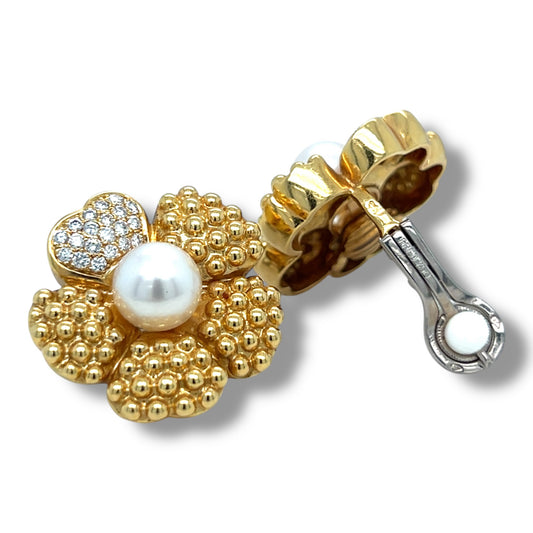 Akoya Pearl & Diamond Earrings by Fred, Paris - Wildsmith Jewellery