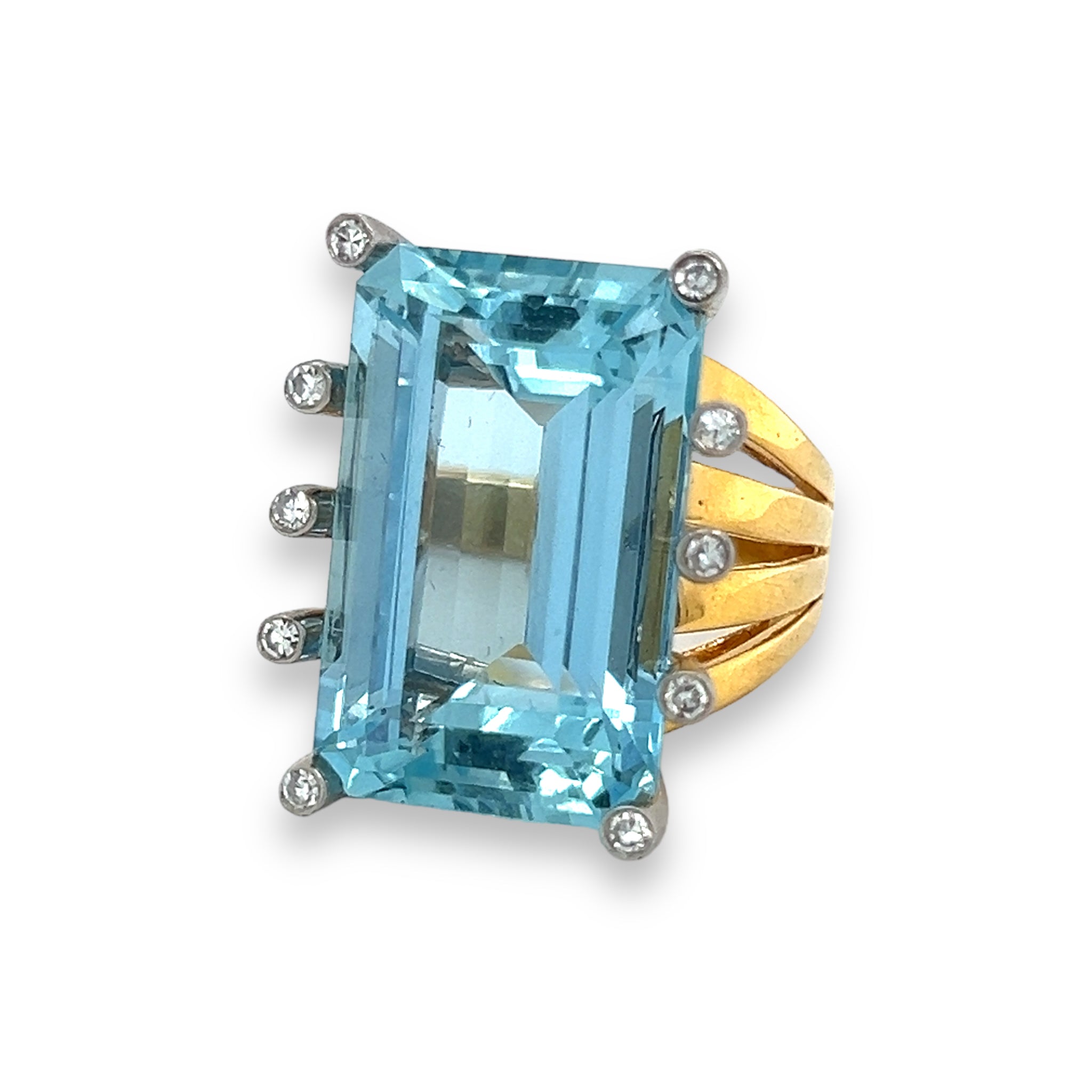 Retro Aquamarine and Diamond Cocktail Ring - Wildsmith Jewellery