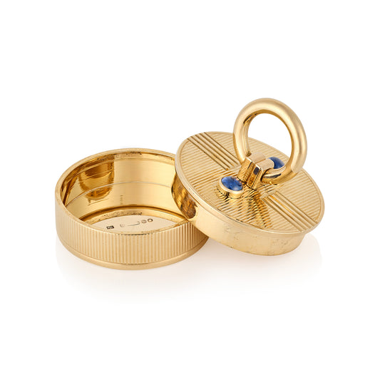 Gold & Sapphire Pillbox by Cartier London