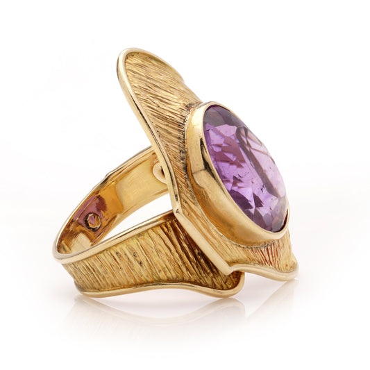 1970's 18ct Gold & Amethyst Ring, French - Wildsmith Jewellery