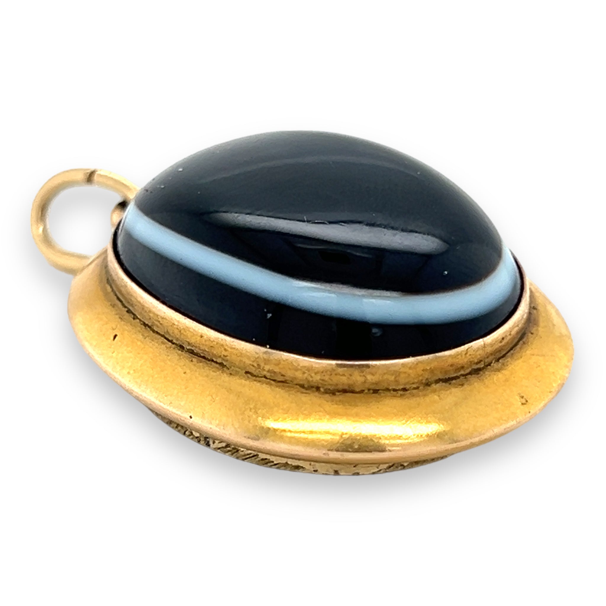 Victorian 18ct Gold Bulls Eye Agate Mourning Locket - Wildsmith Jewellery