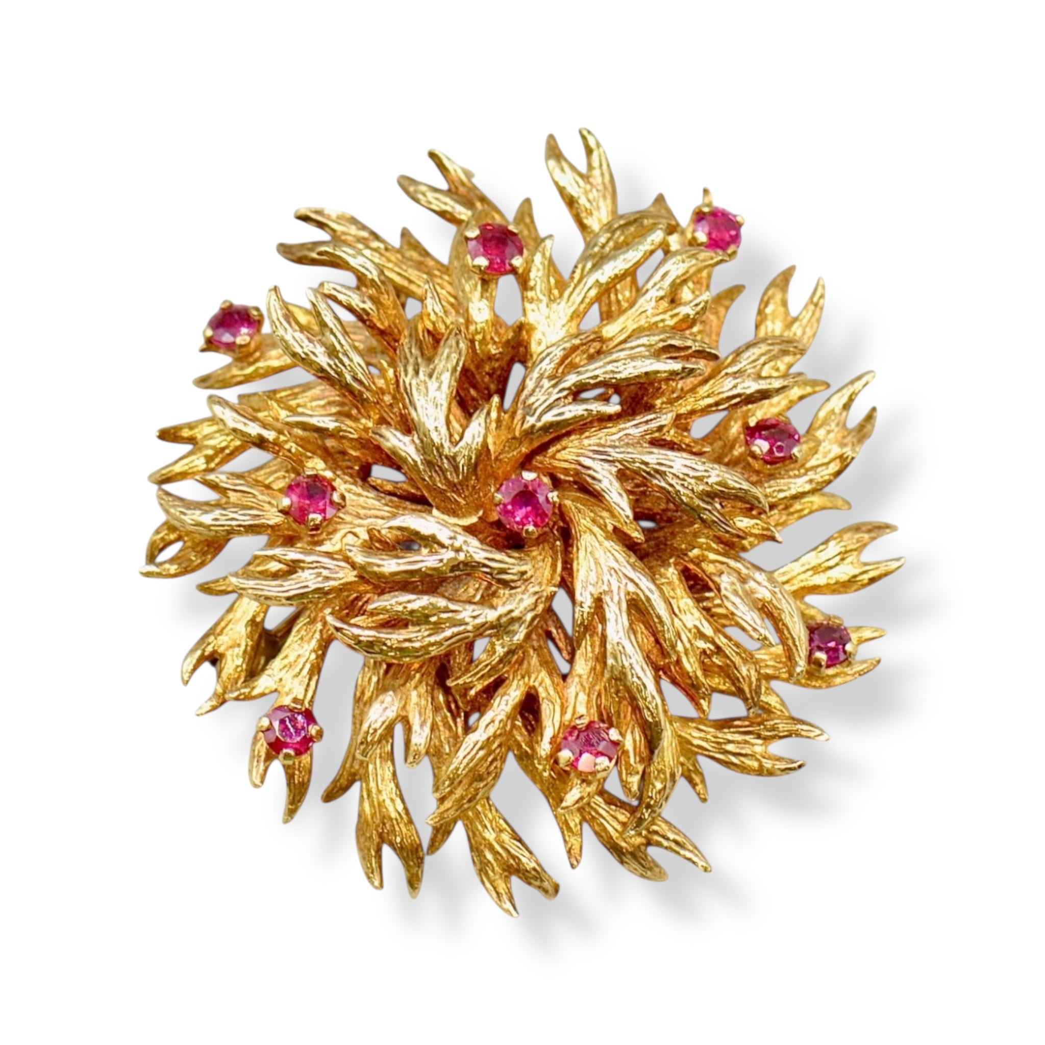1970’s Ruby & Gold Floral Brooch