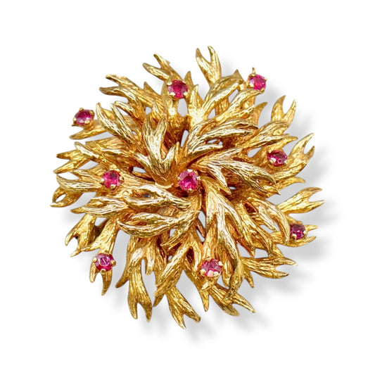 1970’s Ruby & Gold Floral Brooch