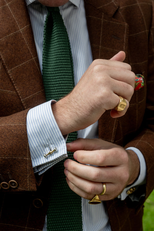 18ct Gold & Platinum Dumbbell Cufflinks - Wildsmith Jewellery