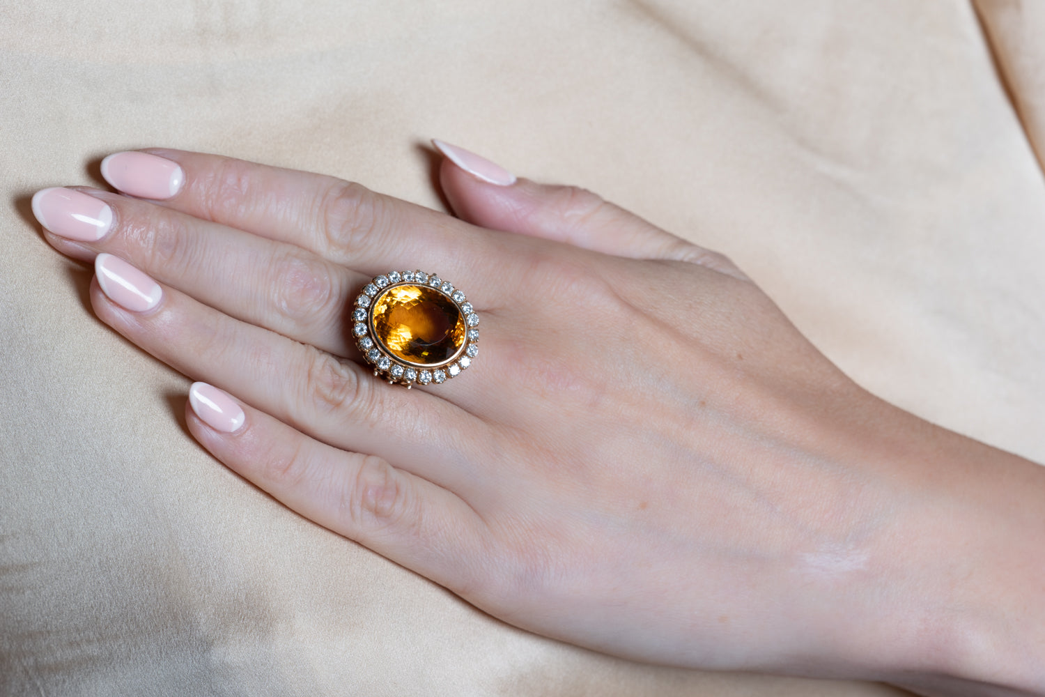 Citrine and Diamond Cocktail Ring