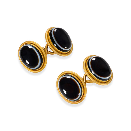 Antique 18ct Bullseye Agate Dress Set