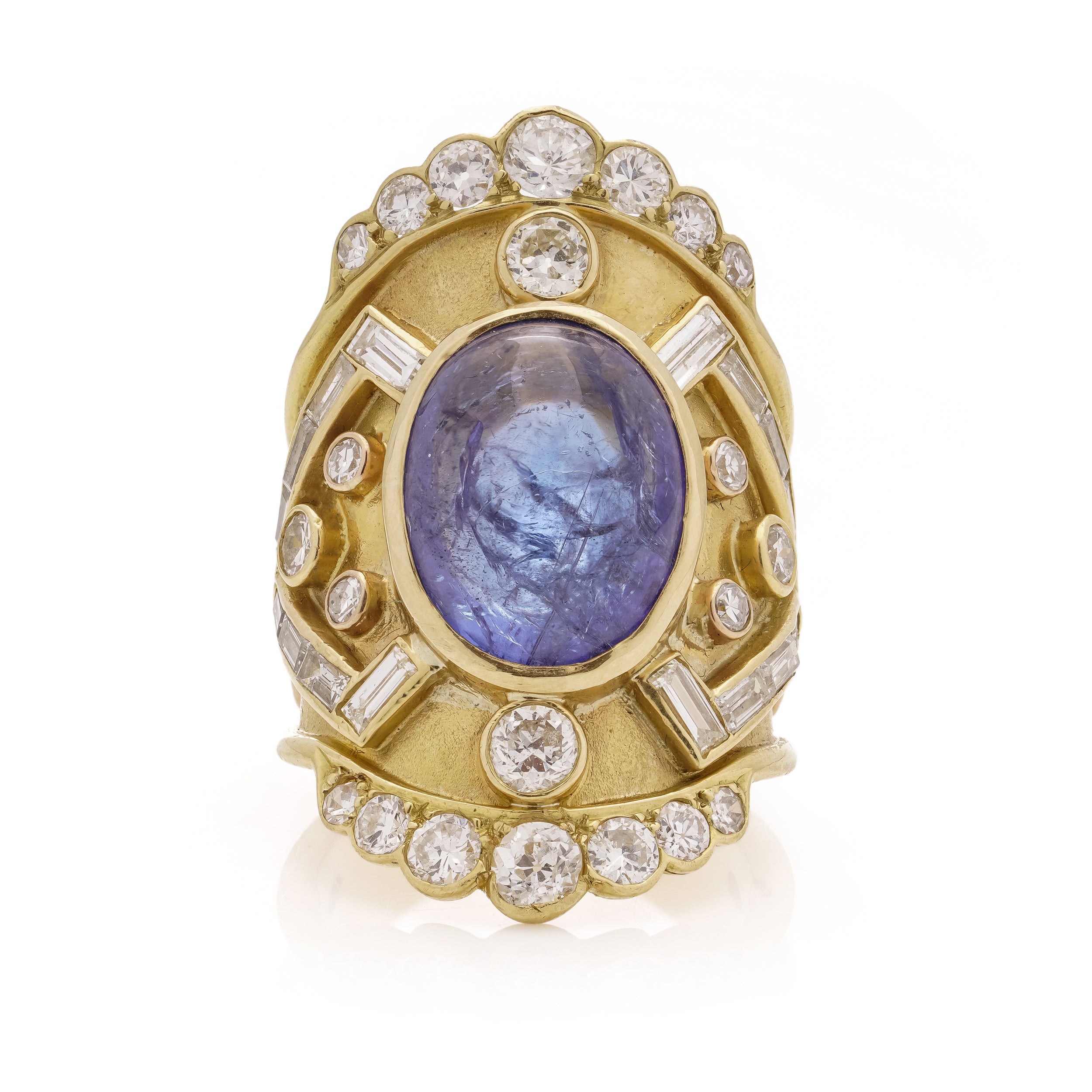 Tanzanite & Diamond Etruscan Style Ring - Wildsmith Jewellery