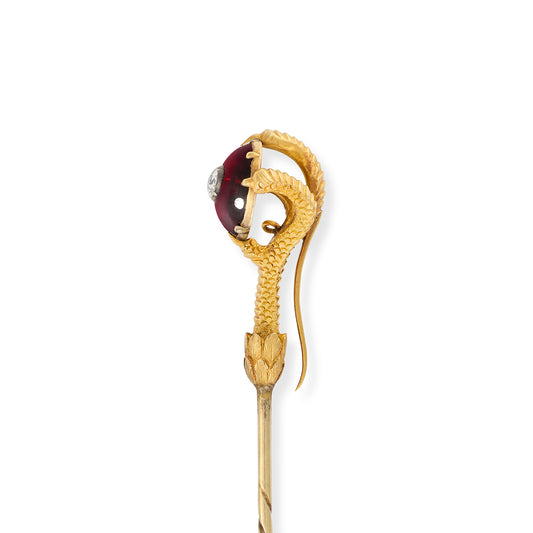 Antique Diamond & Garnet Claw Stickpin - Wildsmith Jewellery