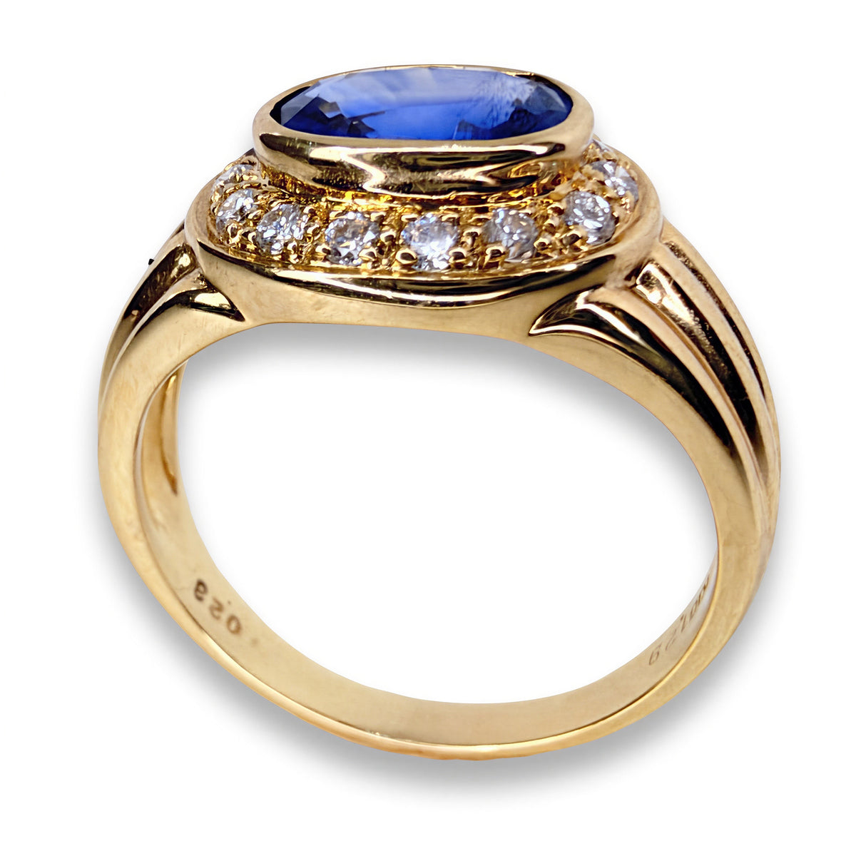 Vintage 18ct Gold Sapphire & Diamond Cluster Ring