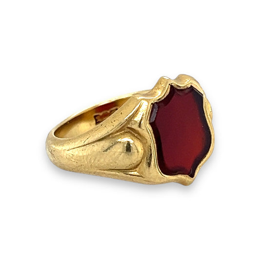18ct Gold & Carnelian Shield Shape Signet Ring - Wildsmith Jewellery