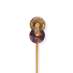 Antique Garnet & Diamond Buckle Stickpin, French