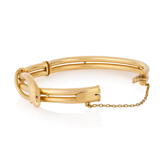 Antique 18ct Gold Snake Bangle, French