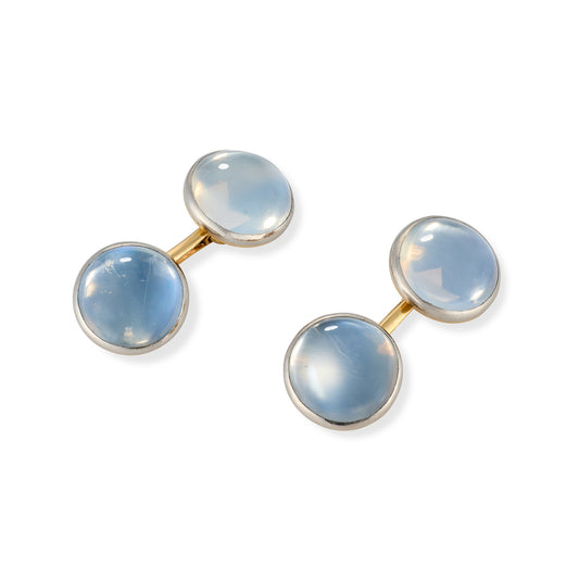 Art Deco Moonstone Platinum & Gold Cufflinks - Wildsmith Jewellery