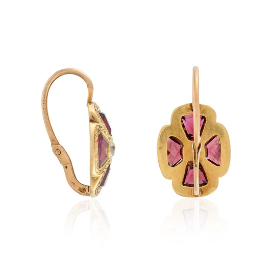 Victorian Almandine Garnet & Diamond Earrings - Wildsmith Jewellery