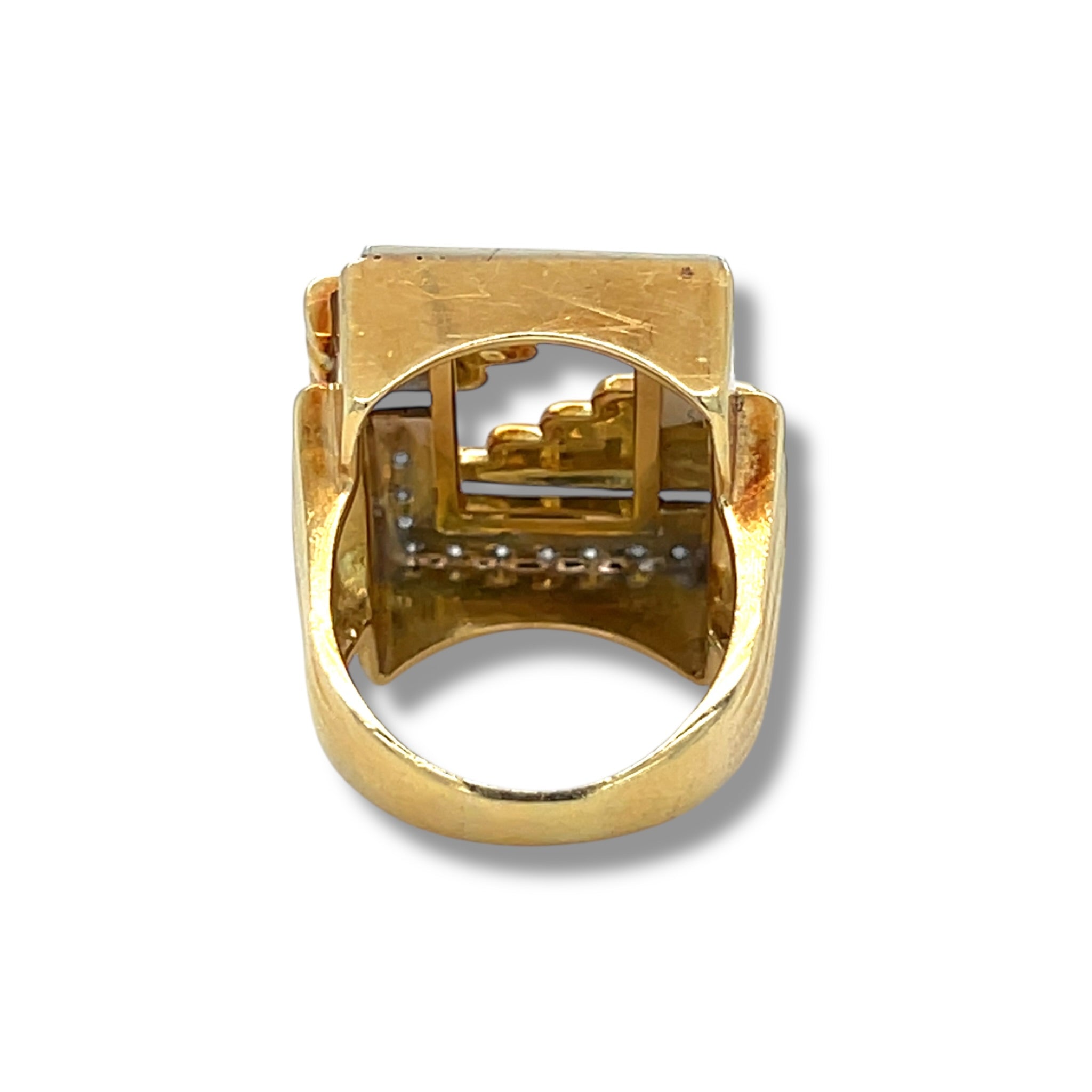 Vintage 18ct Gold & Diamond Geometric Ring