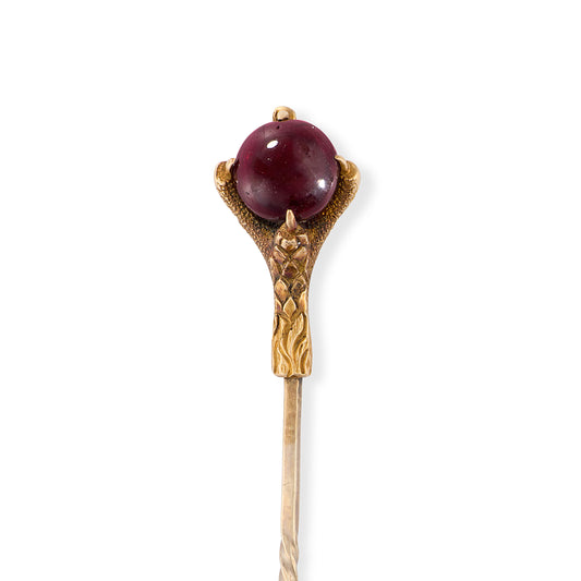 Antique Garnet & Gold Eagles Claw Stickpin