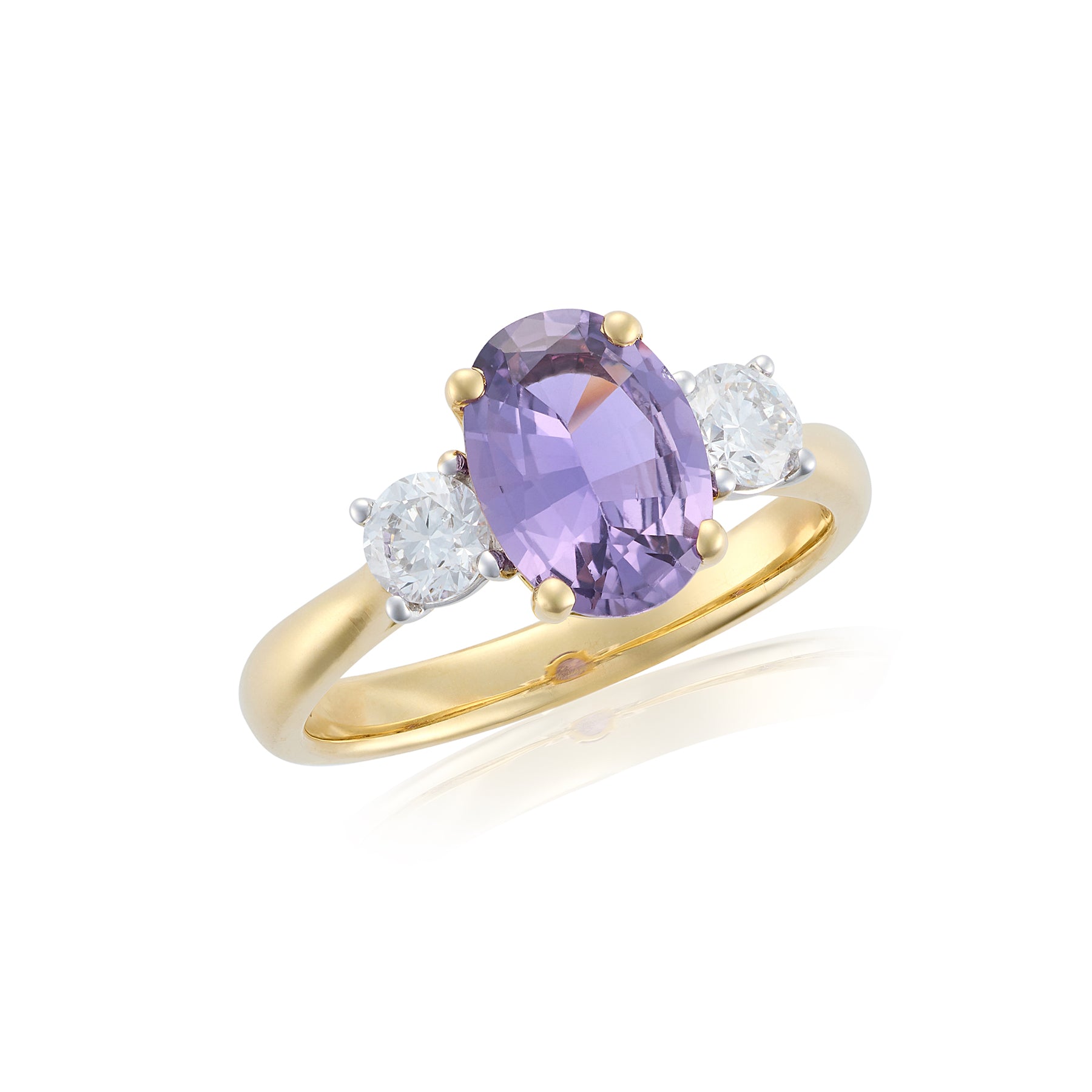 Purple Sapphire & Diamond Three Stone Ring - Wildsmith Jewellery